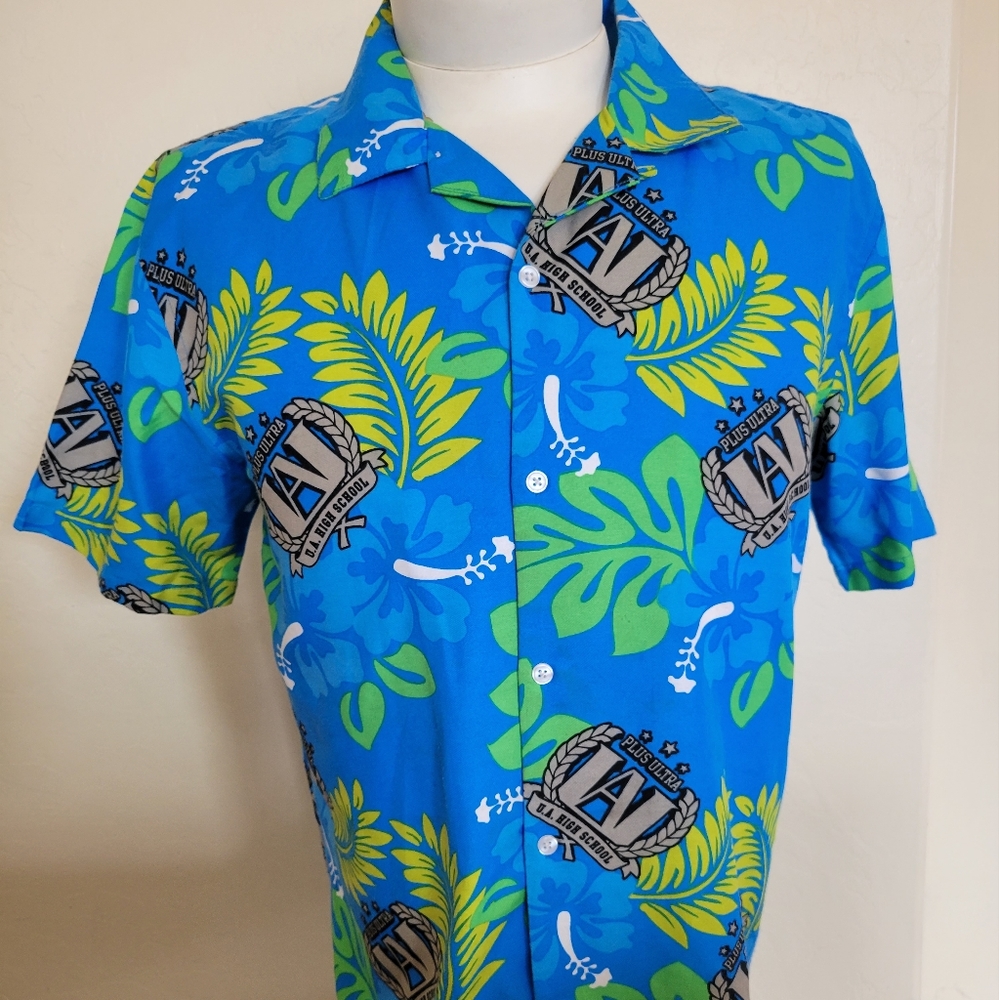 My Hero Academia U.A. High School Shirt Blue Floral Button Up Anime